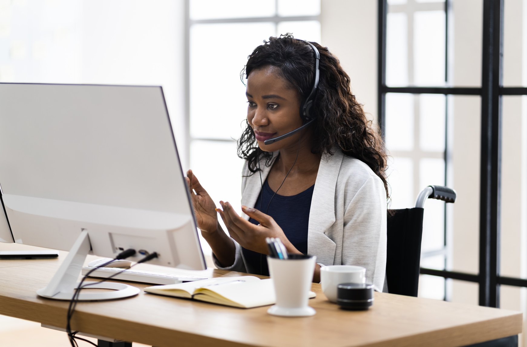 Virtual Personal Assistant Woman Making Video Call